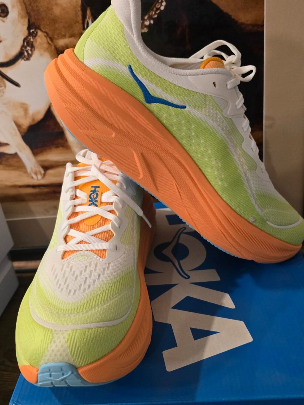 Hoka Men's Skyflow Running Shoes Yellow / Orange 1155111-FSTS Trail Sz 10.5 NEW